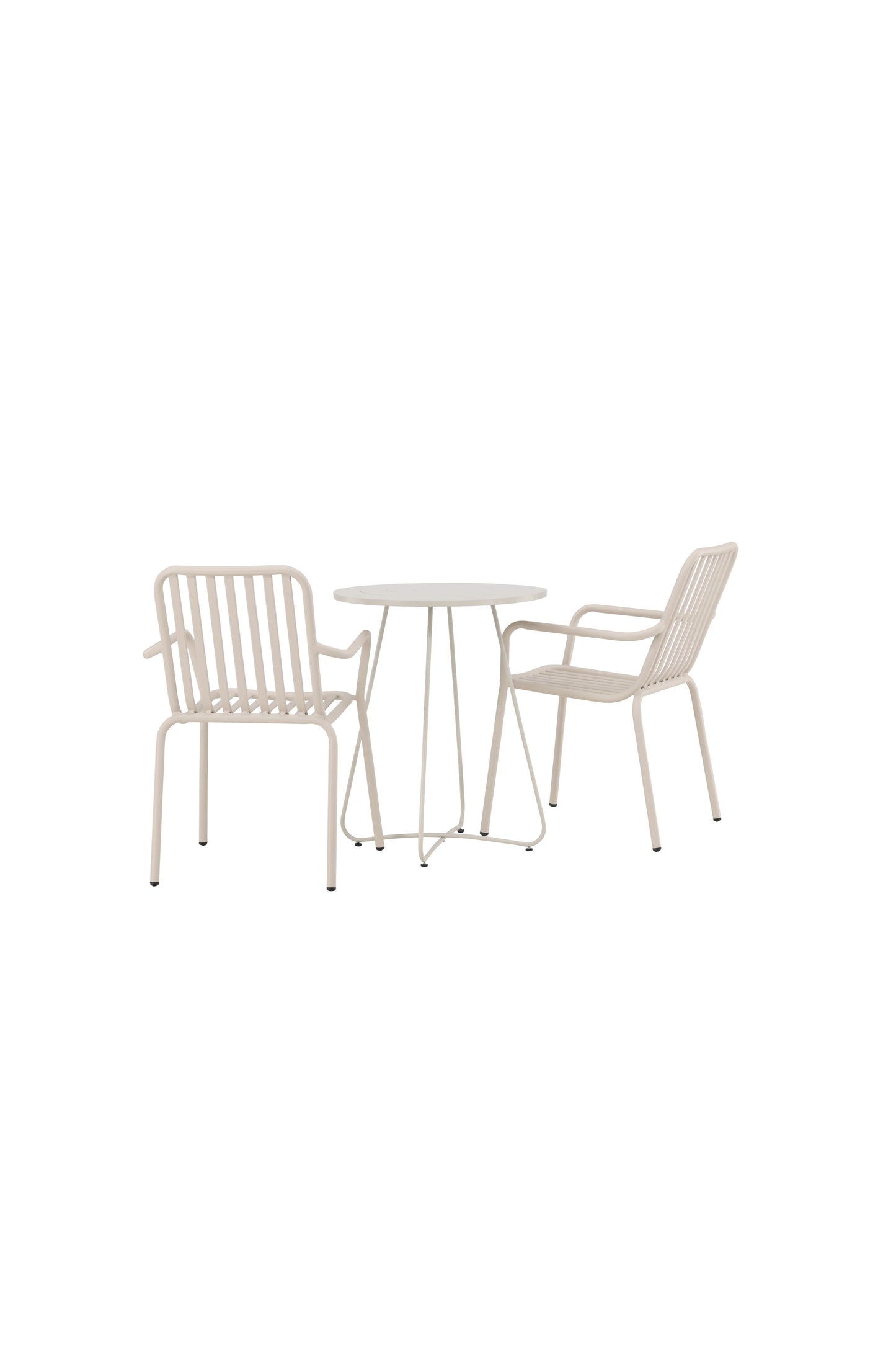 Bacong - Cafébord, Stål - Beige / Rundt ø60** + Pekig stol Aluminium - Beige