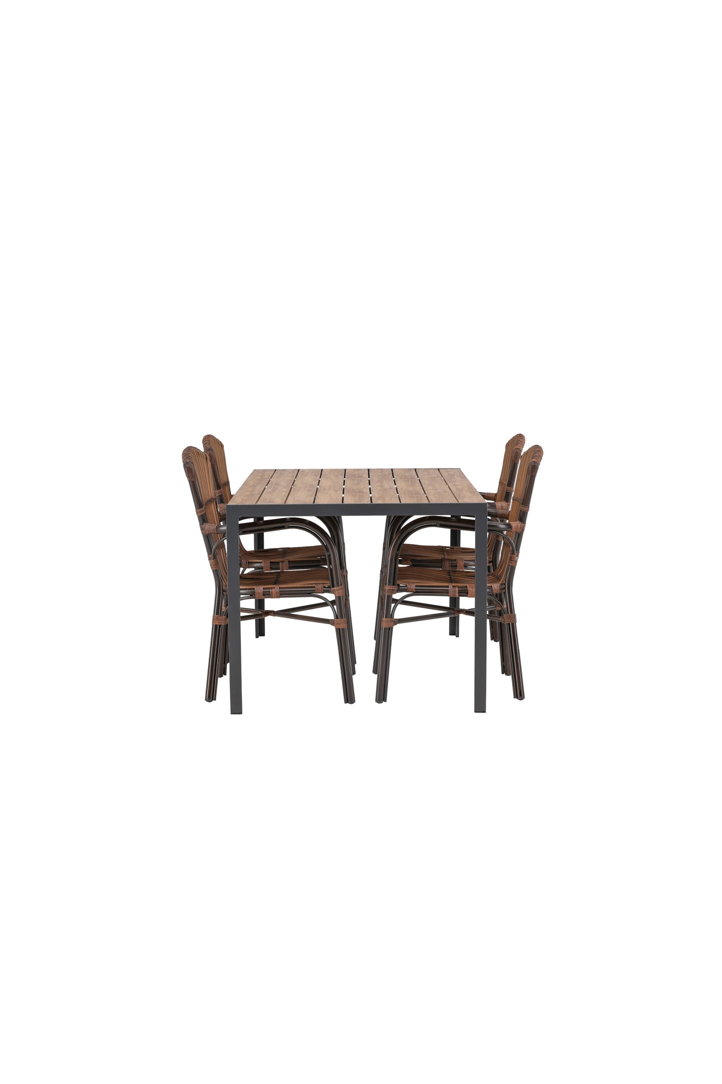 Break - Spisebord, Aluminium - Sort / Natur Rektangulær 90*150* + Galera stol Aluminium - Brun / flet