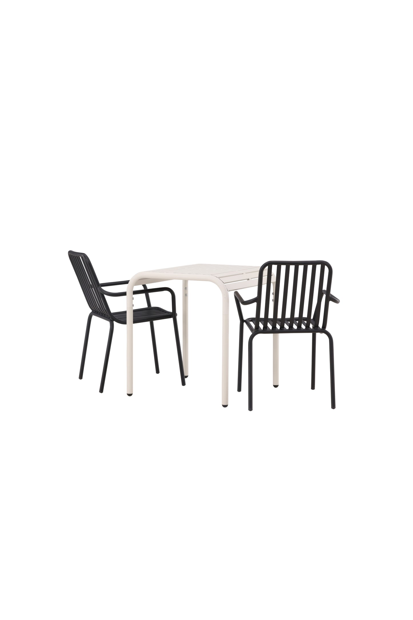 Borneo - Cafébord, Aluminium - Beige / Kvadrat 70*70* + Pekig stol Aluminium - Sort