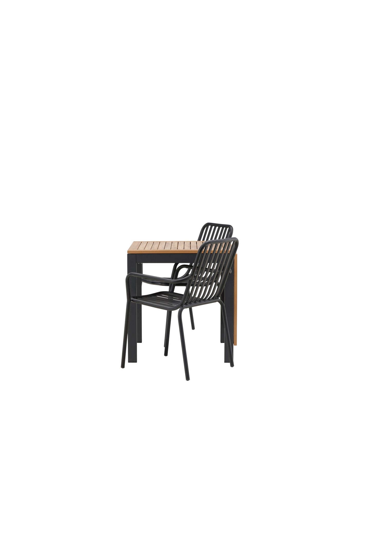 Diego - Cafébord, Aluminium - Sort / Brun Nonwood - Rektangulær 70*70/130* + Pekig stol Aluminium - Sort