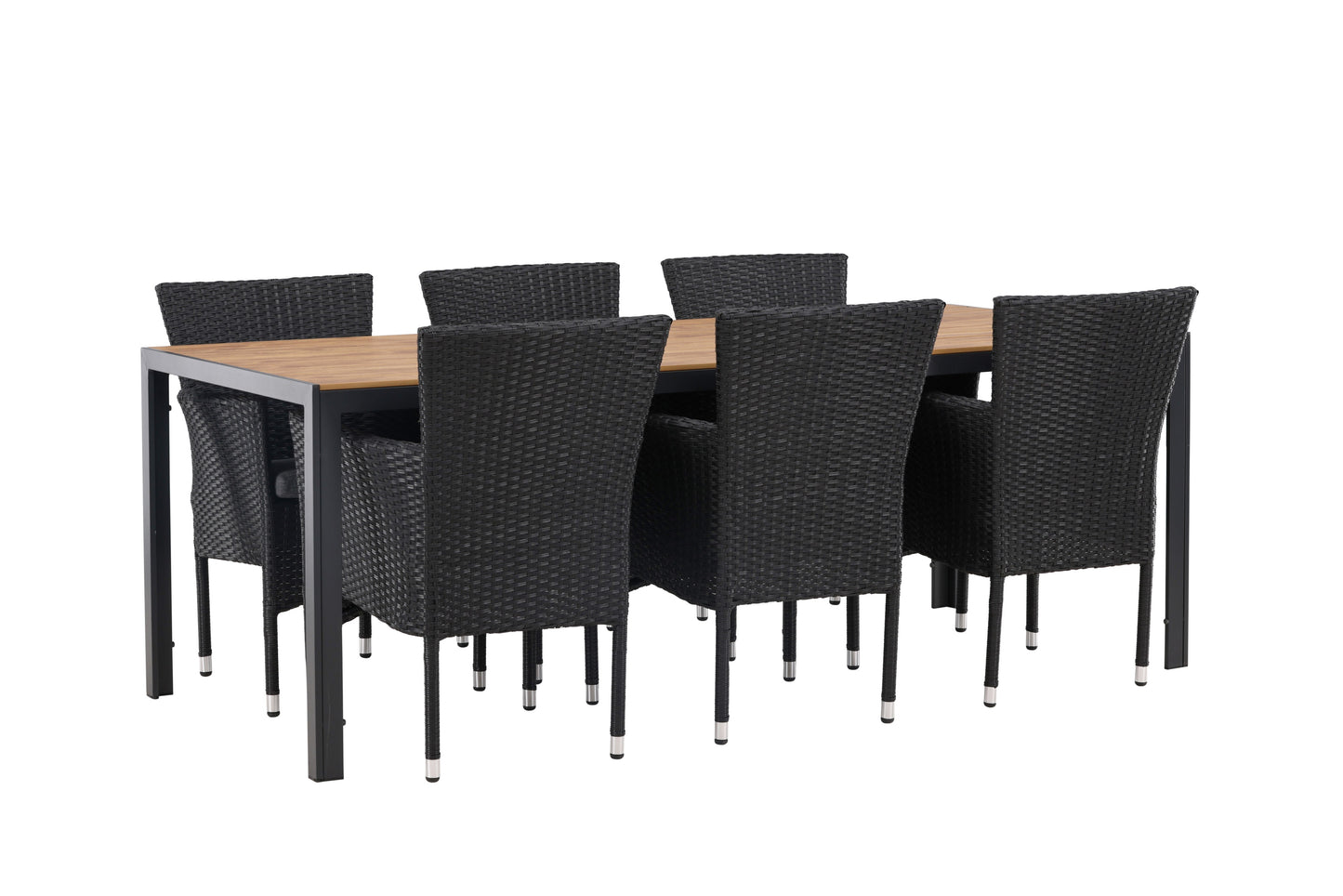 Break - Spisebord, Aluminium - Sort / Natur Rektangulær 90*200* + Malia stol Aluminium - Sort / flet