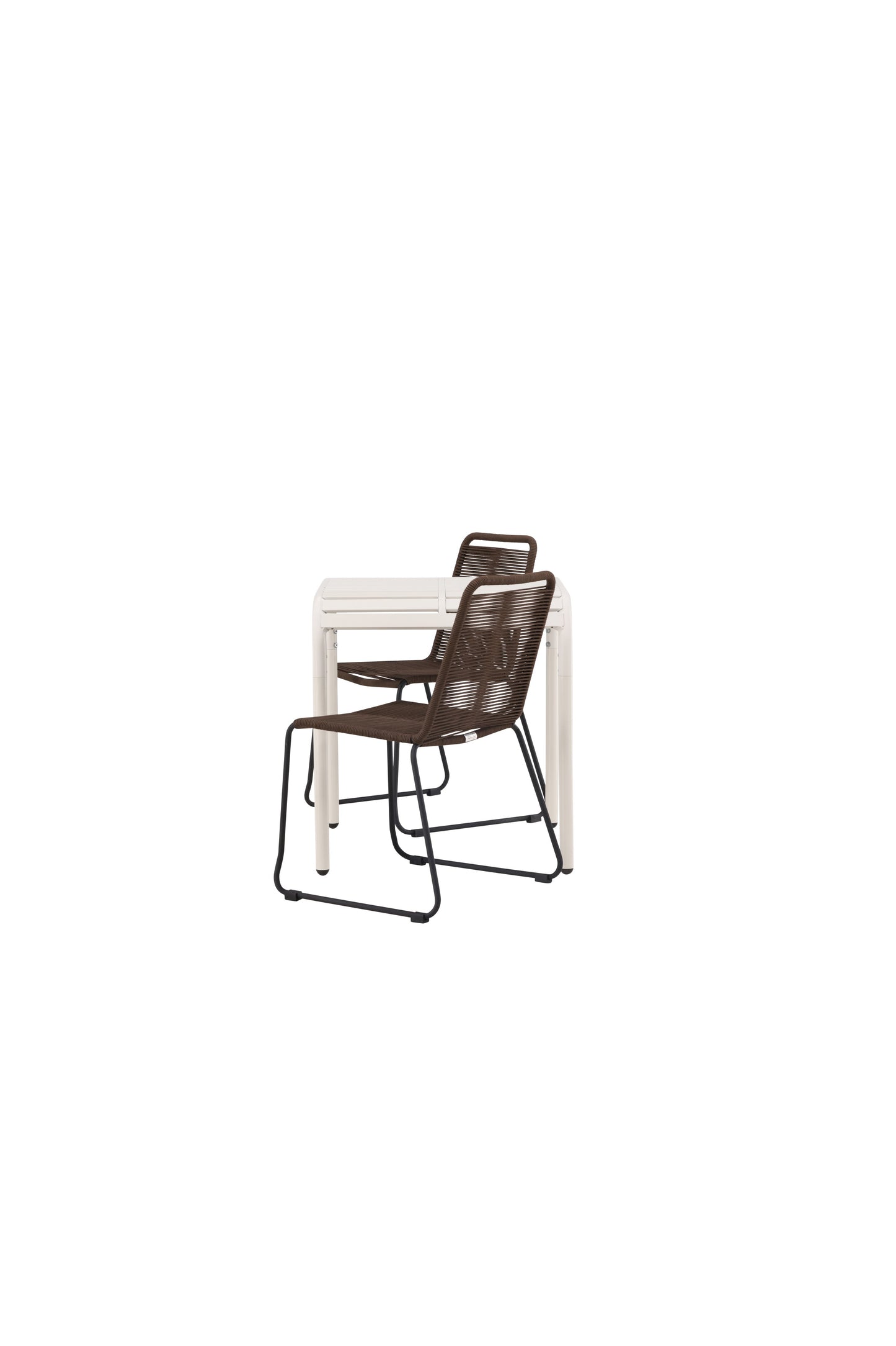 Borneo - Cafébord, Aluminium - Beige / Kvadrat 70*70* + Lidos stol Aluminium - Sort