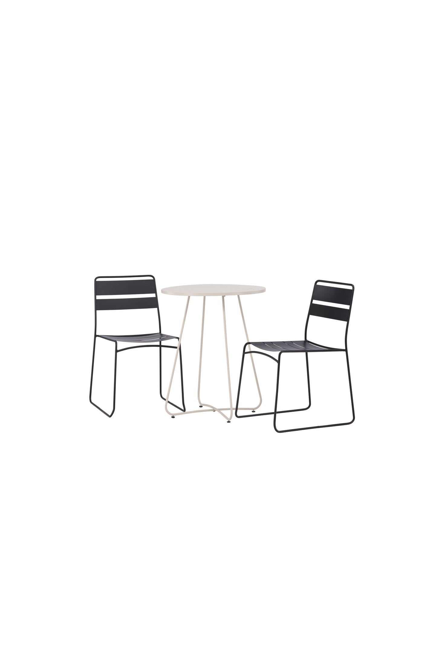 Bacong - Cafébord, Stål - Beige / Rundt ø60** +Lia Spisebordsstol - Sort