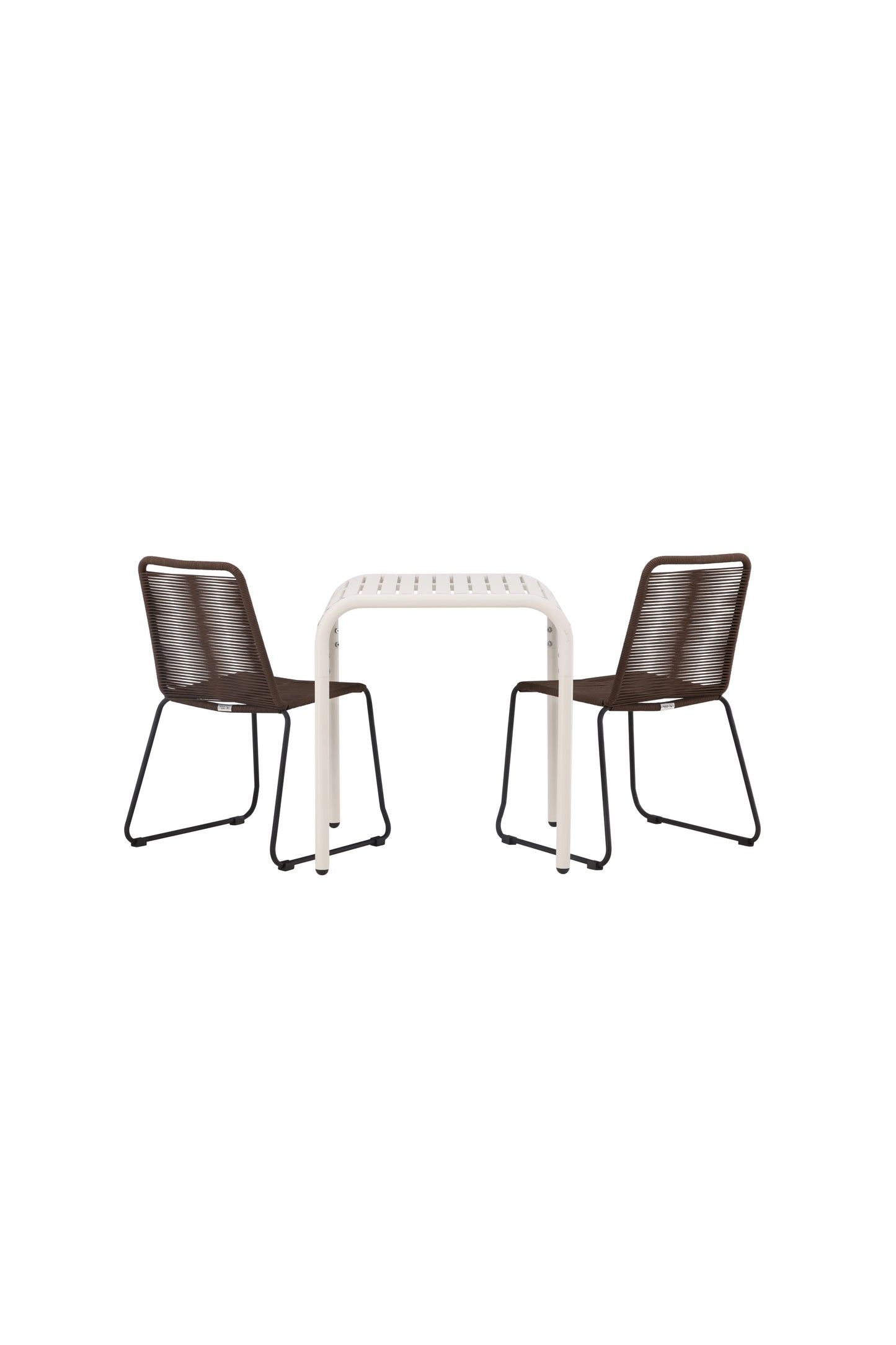 Borneo - Cafébord, Aluminium - Beige / Kvadrat 70*70* + Lidos stol Aluminium - Sort