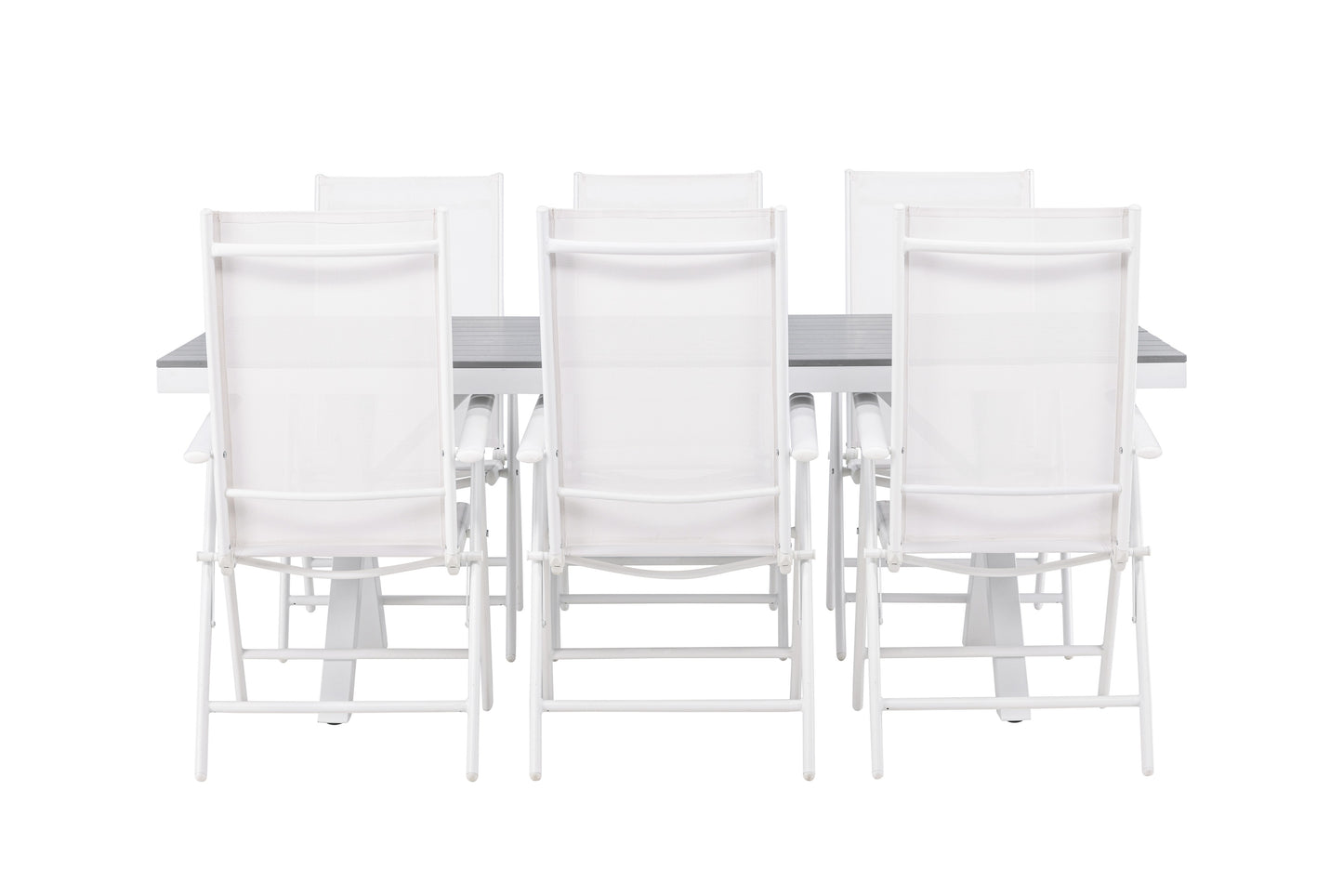 Garcia - Spisebord, Aluminium - Hvid / Lysegrå Nonwood / Rektangulær 100*200* + Break stol Aluminium - Hvid / Tekstil