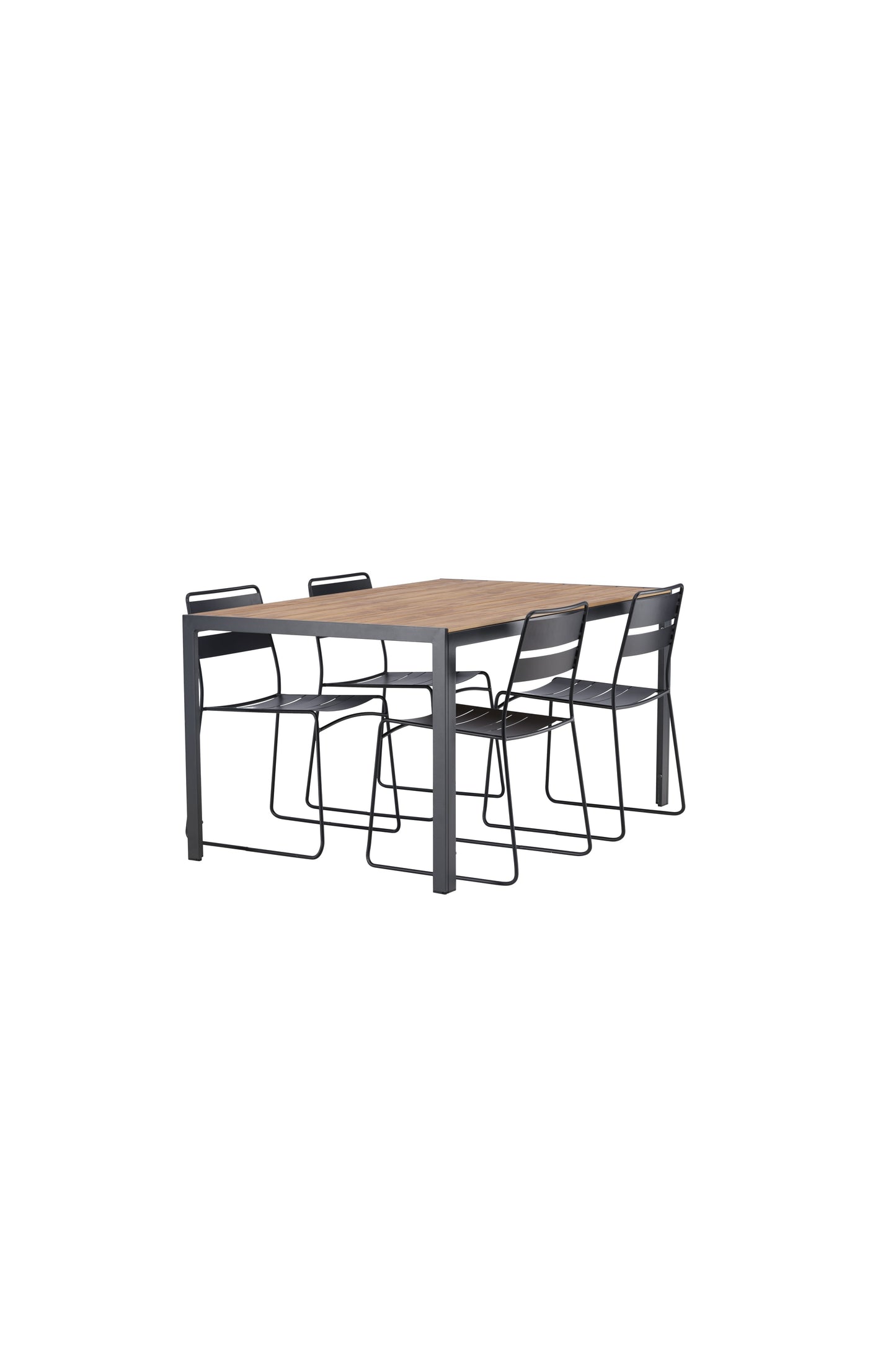 Break - Spisebord, Aluminium - Sort / Natur Rektangulær 90*150* + Lia Spisebordsstol - Sort